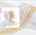 Hot Selling Silver and Gold Cup Chain Pearl Roll for Sewing Trims and Garment Accessories Zircon Pearl Chain Nail Jewelry