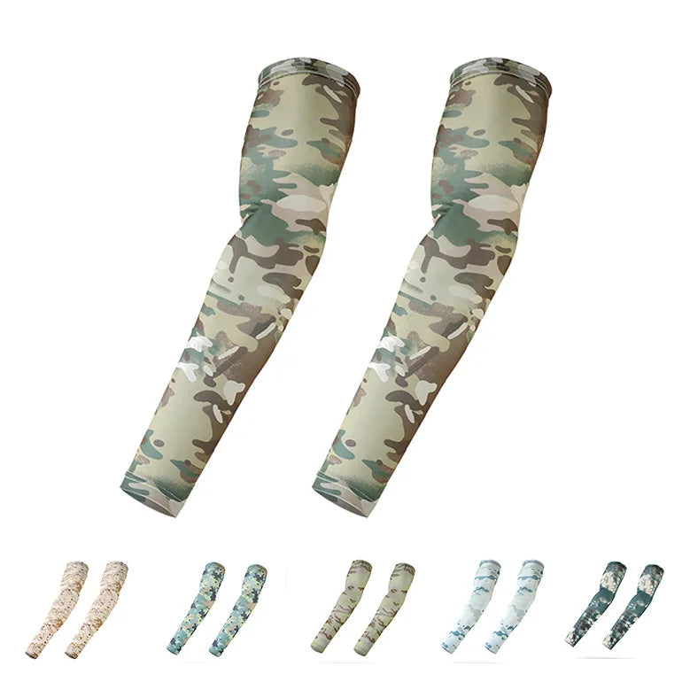 Sunscreen Camouflage Ice Silk Sleeves Summer Outdoor Tactical Arm Guards Riding Fishing Shading Ice Cool Breathable Ice Sleeves