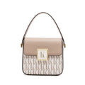 Small Square Button Closure Handbag in Western Style Design with Removable Strap and Waterproof Feature for Daily Outings