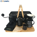 Durable Black Metal Box Wooden Handle 850 ML Kettle with Thermometer V60 Ceramics Manual Coffee Tool