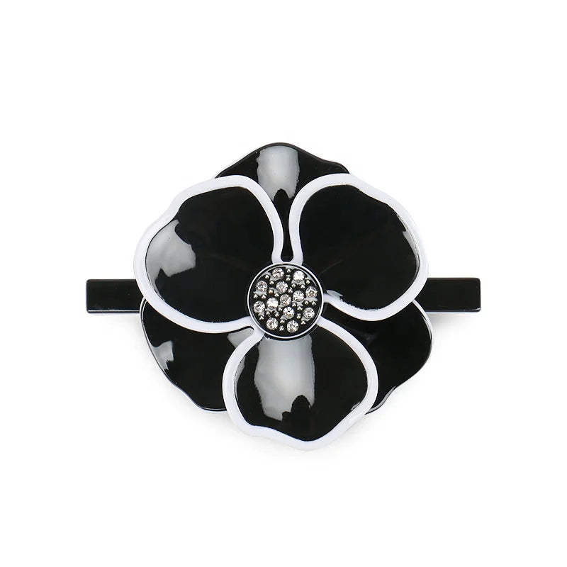 Simple Camellia Hair Accessories Women Acrylic Flower Hair Barrette Clip Fashion White Camellia Design Hair Clips