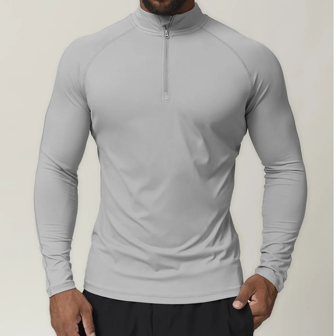 Trail Running Mens Quarter Zip Polo Quarter Zipquarter Zip Sweater Reflective Finishes Long Sleeve T Shirt
