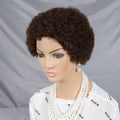 Wholesale Perruque Short Pixie Cut Wig for Black Women Afro Curly No Lace Wigs Color #4 Brown Cheap Human Hair Wig Machine Made