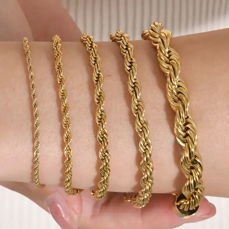 Joolim Jewelry Wholesale Stainless Steel Chunky Rope Chain Bracelet for Women 2/3/4/5/8mm