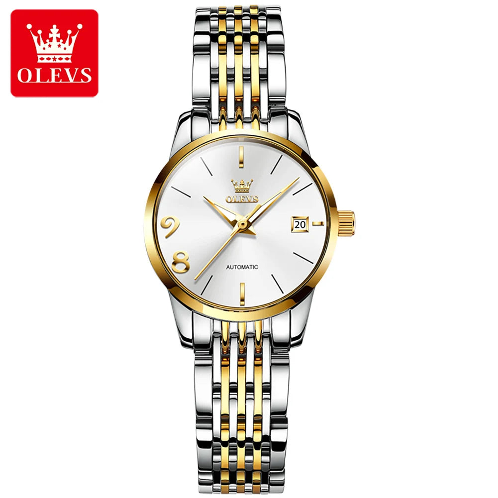 Olevs 6632 Best Original Custom logo Designer Girls Waterproof Stainless Steel Women's Set Automatic Mechanical Watches