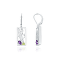 Abiding Natural Amethyst Stone Handcrafted Leaf Jewelry 925 Sterling Silver Earrings Women for Wedding