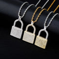Exquisite Brass Real Gold Plated CZ Tone Padlock Pendant with Sparkling Cubic Zirconia Lock Charm Necklace Jewelry for Women Men
