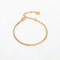 Joolim Waterproof Tarnish Free & Waterproof Zirconia Luxury Tennis Paper Pin Mixed Chain Stainless Steel Charm Bracelet