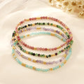 Go2boho Minimalist Stretch Bangle Semi-Precious Stone Golden Dainty Miyuki Bead and Colorful Gemstone Beaded Bracelets for Women
