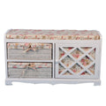 Vintage Home Furniture Chinese Bench Wooden Shoe Cabinet With Wicker Drawers
