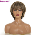 Dream.Ice's Factory Wholesale Price Short Green Straight Highlights Synthetic Hair Bob Wigs for Women