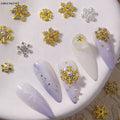 2022 New Design 3D Nail Charms Gold Silver Designs Snowflake Exquisite Zircon Christmas Winter DIY 3D Nail Art