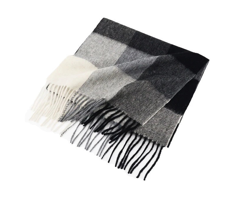 Women Fashion Long Wool Plaid Winter Warm Scarf-Europe & America Style Cashmere-like Hand Feel