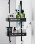 2-Tier Modern Aluminum Black Matte Wall-Mounted Durable Bathroom Shower Storage Hanging Caddy