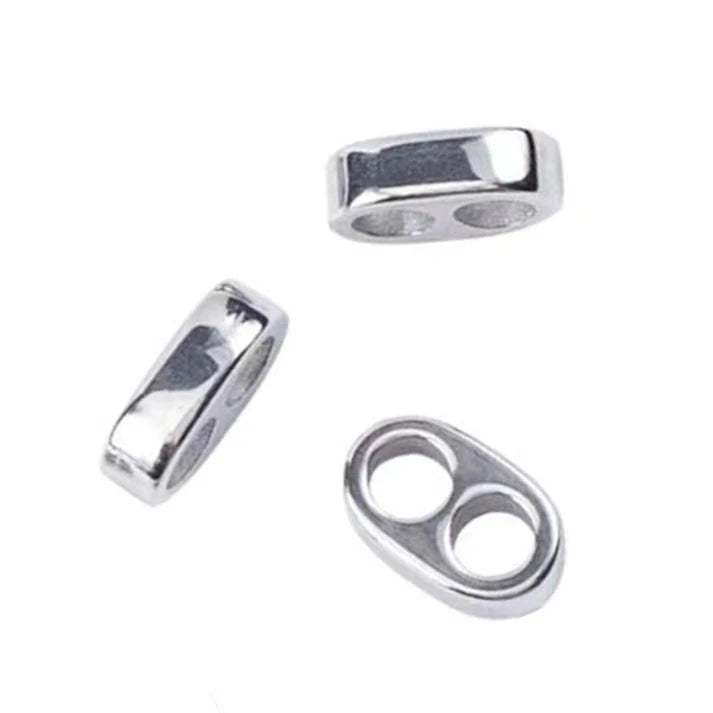 Stainless Steel Slider Beads 2 Hole Bracelet Spacer Bead Multi-Strand Linking Connector for Leather Cord Bracelets Making