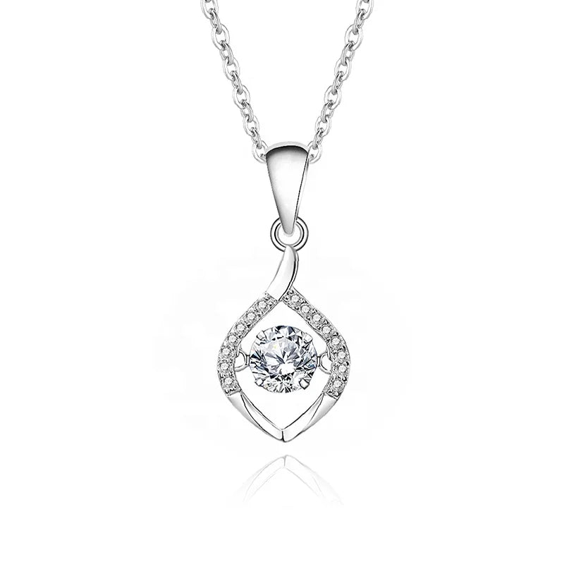 MN09 5mm 0.5 Carat Geometric Moissanite Pendant Necklace 925 Sterling Silver with Diamond and Necklaces Jewelry for Women