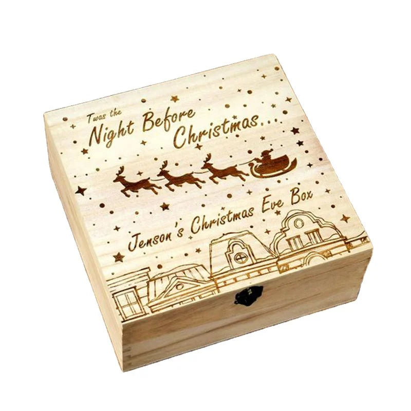Wholesale Eco-Friendly Polished Custom Printing Laser Engraving Logo Fancy Souvenir Creative Christmas Eve Gift Wood Boxes