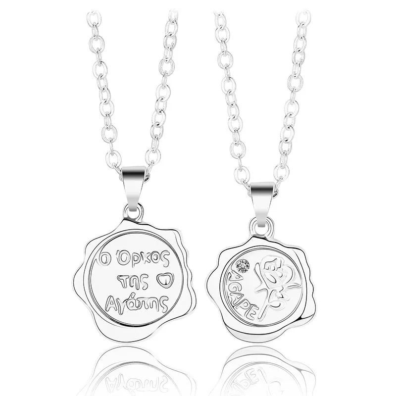2pcs/Set Fashion Couple Necklace Puzzle Chokers Lover Charm Collars Valentine's Day Gift Hollow Letter Necklace for Women
