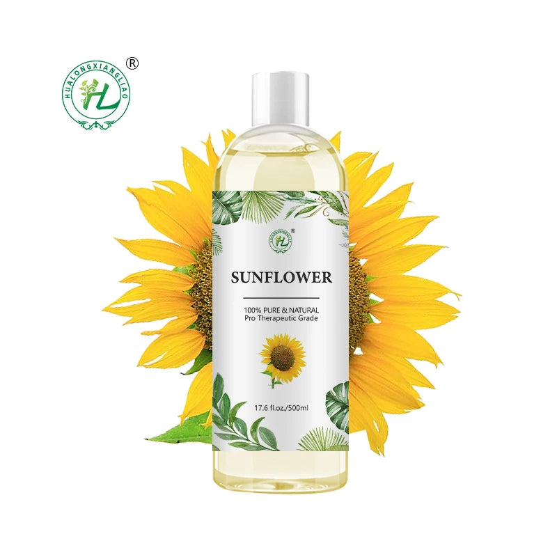 Sunflower Seed Oil Wholesale for Body Massage - 100% Pure Natural Cold Pressed Carrier Oil Non-GMO Cosmetic Grade | OEM 500ML