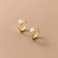 Wholesale 925 Sterling Silver Natural Pearl Hoop Earrings 925 Gold-Plated Fashionable Perforated Design Trendy Wedding Jewelry