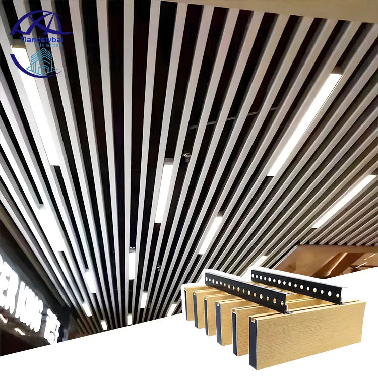 Suspended Ceiling Aluminum Linear U Shape Ceiling Panel Aluminum Linear False Baffle Ceilings System