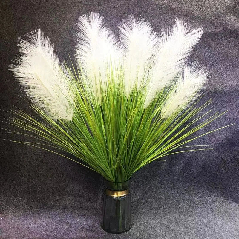 O-P609 Wholesale High Simulation Reed Tail Grass Landscaping Five Forks Pampas Grass Bundle for Home Wedding Decoration