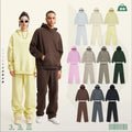 High Necked Hooded Winter Hoodies Solid Color Plush Set Oversized Trendy Men's Eco-Friendly Breathable Cotton Hoodies
