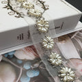 Mini Rhinestone Beading Embroidered Mesh Lace Trim Ivory for Garment LT2472B