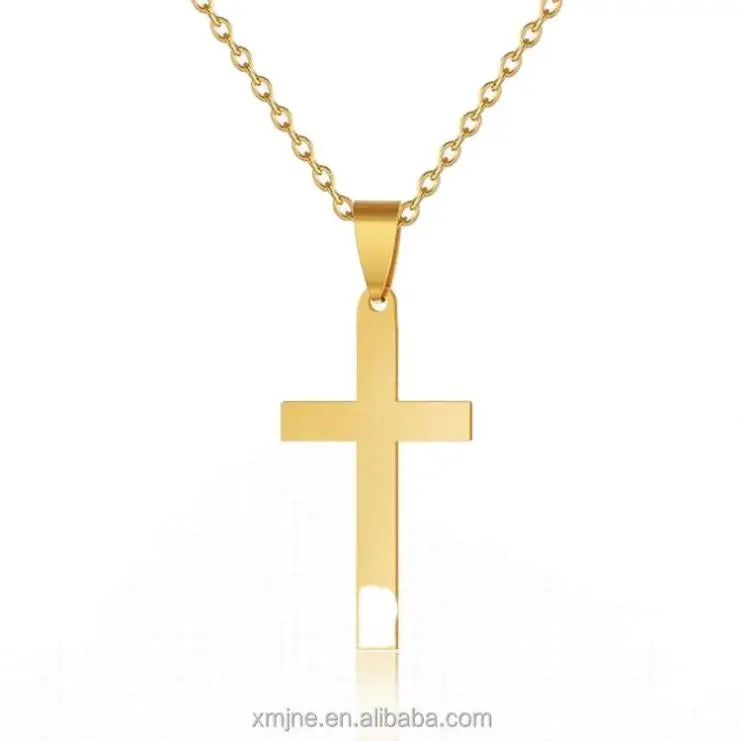 Popular Fashion Cross Necklace Stainless Steel Gold Cross Pendant Necklace