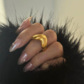NEW VINTAGE SUPER SHINE LOVE HEART WAVE RING 2025 Dazan New Winter INS 18k PVD Gold Plated Stainless Steel Valentines Day Gift