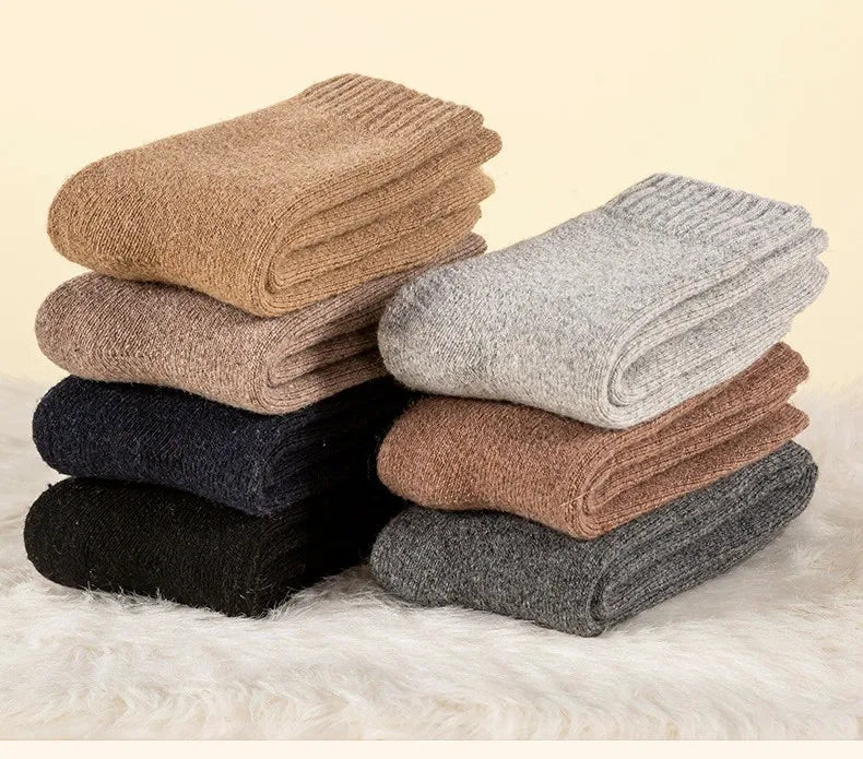European English  Patchwork Thermal Warm Merino Wool Thick Socks Men Women for Winter