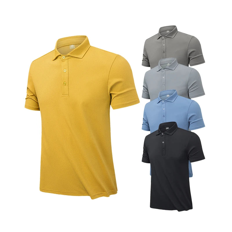 Drop Shipping Men's Yellow Polo Shirt With Collar Unisex Uniform Shirts Logo Customizable Dry Fit Sports Golf Polo Shirts