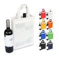 In Stock Non Woven Two Bottle Bag With Gusset 90gsm 2 Bottle Bag With Two Short Handles for Wine Custom Logo NWB013