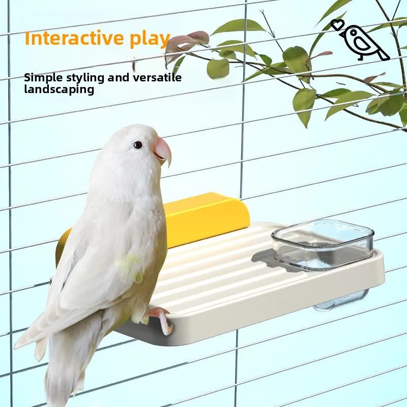 Parrot Bird Eco-Friendly Multifunctional Bowl Detachable Jumping Table Water Feeding Play Nest Toy for Hamsters Solid Plastic