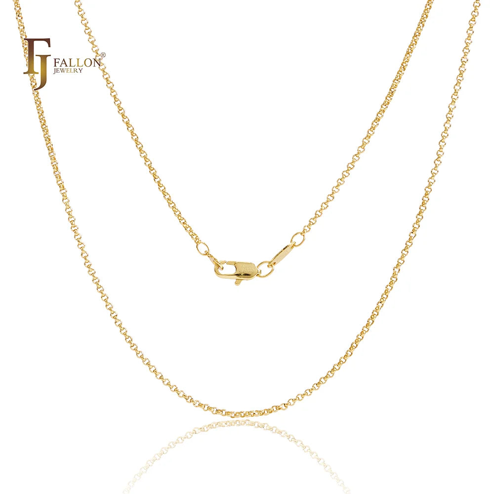 FJ Fallon Fashion Jewelry Classic Rolo Belcher Ring Link Chain Plated in 14K Gold Brass Based