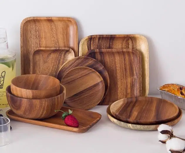 Long Life Wood Tray  Personalized  Food Plate Dry Fruit Plate Tableware  Acacia Wood Plate