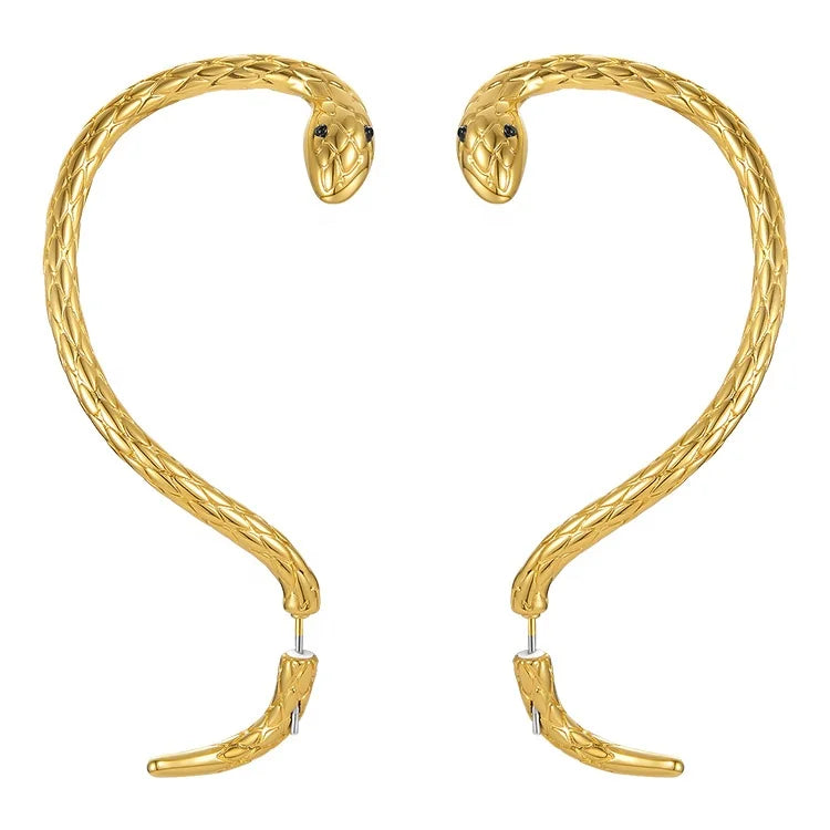 High Quality 18K Gold Plated Brass Jewelry Snake Winding Shape Accessories Hip Hop Earrings E211230