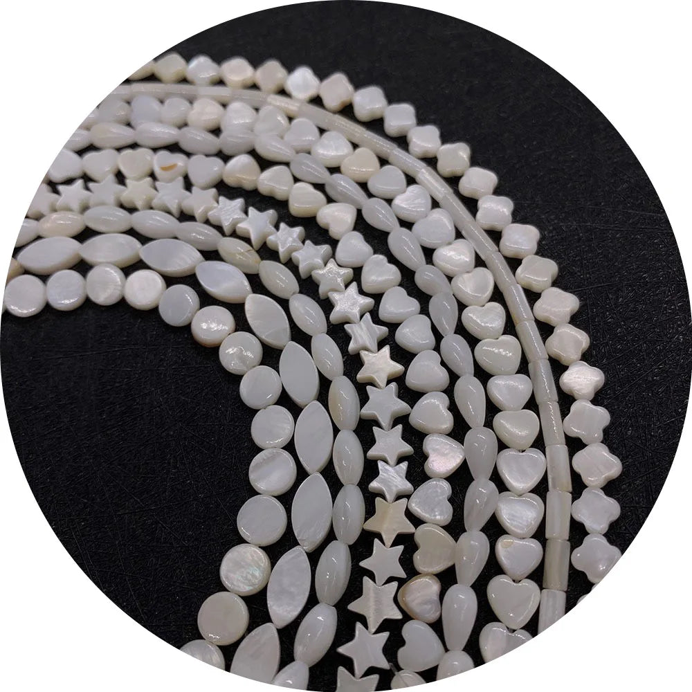 Wholesale RZ Brand Model RZ-LS-009 Pearl White Mother of the Pearl Star Moon Four Leaf Shell Beads Strands Diy Jewelry