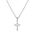 Weiman Exquisite Cubic Zirconia and Shell Pearl Cross Pendant Necklace for Women Sparkly Jewellery