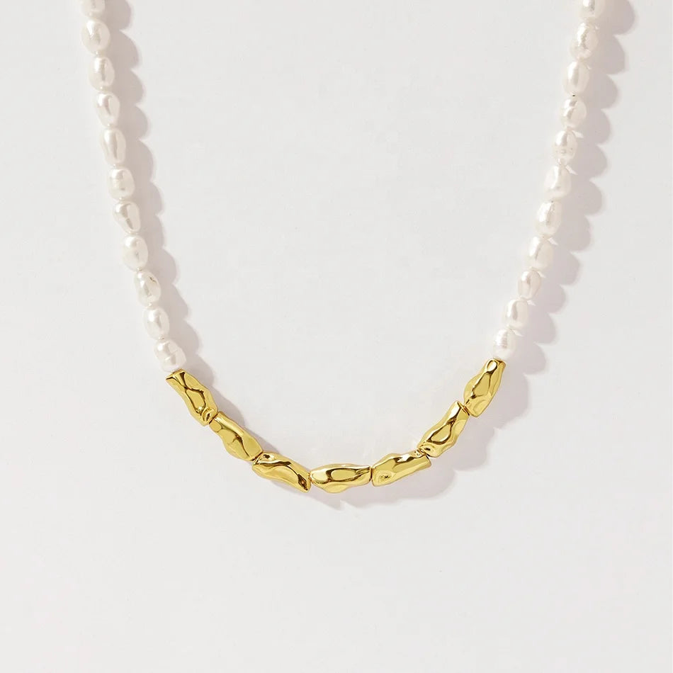 Nagosa Dainty 925 Sterling Silver 18k Gold Vermeil Real Freshwater Pearl Necklaces for Women