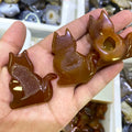 Wholesale Natural Agate Geode Cat Carving Hand Carved Crystal Cat Carving for Decoration