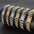 Linsa Jewelry Copper Lock Stainless Steel Urban Jewelry Mens 18k Gold Cuban Link Bracelet