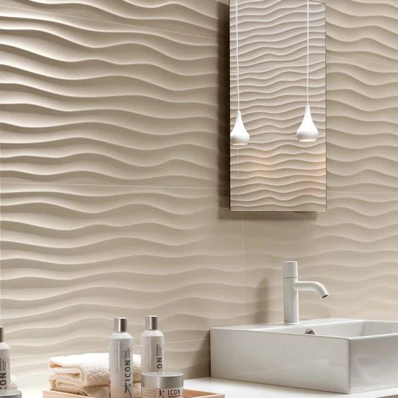 White Ripple Design Effect Embossed Modern 3D PVC Wall Panels for Household and Outdoor Interior Decoration