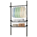 Metal Hanging Rack Clothes Black Mobile Adjustable Clothes Rack Storage Portable Clothing Rack Drying Rack with Shelves