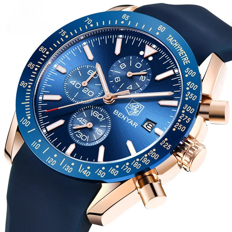 Top Luxury Reloj BENYAR 5140 Quartz Watch for Men Fashion Auto Waterproof Chronograph Men's Luminous Clock Relogio Masculino
