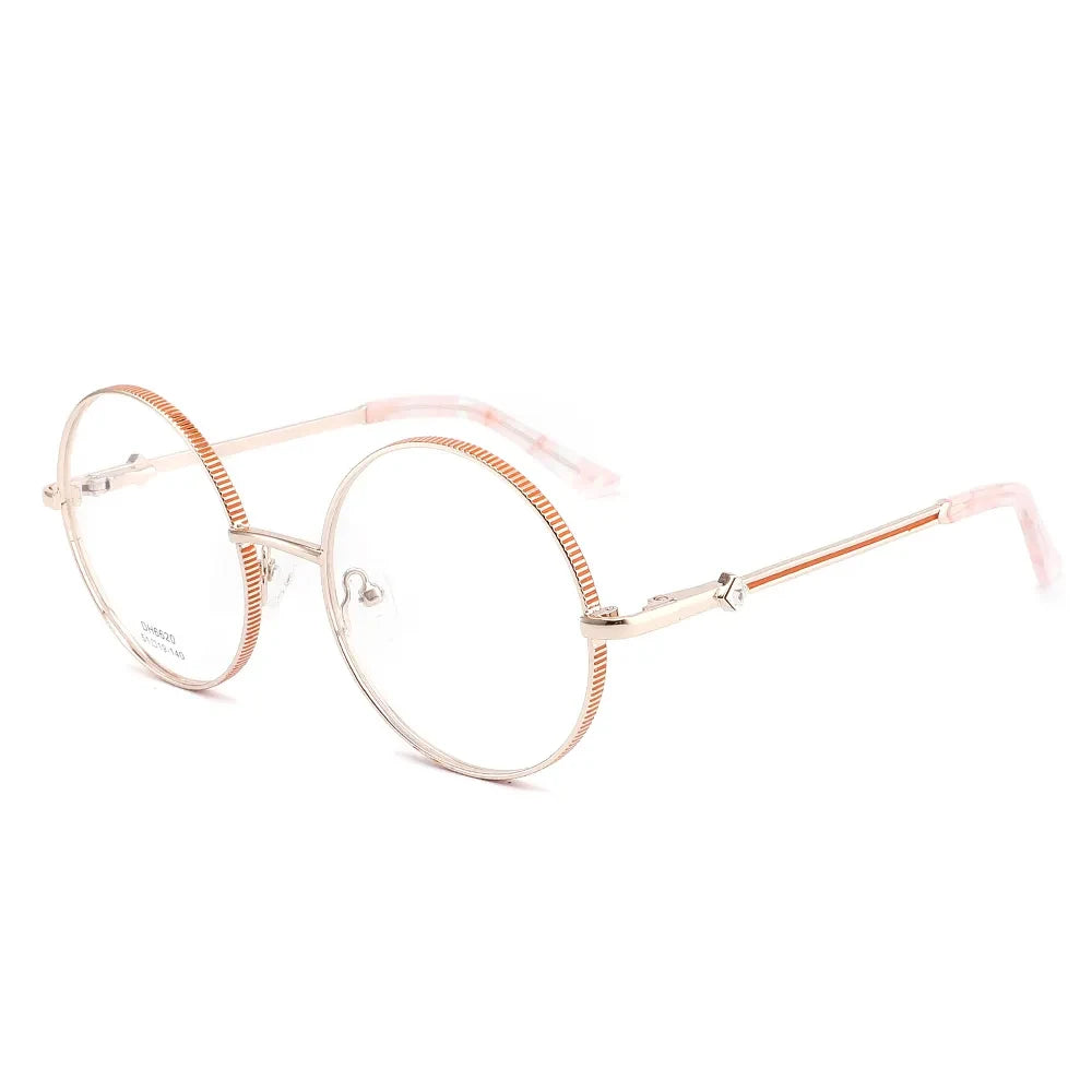 DH6620 Retro Round Eye Glasses Ladies pink Metal Light Frame Optical Glasses