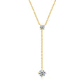 Fine Jewelry 925 Sterling Silver Long Tassel Chain Necklaces Round Cz Pendant Y Lariat Necklace
