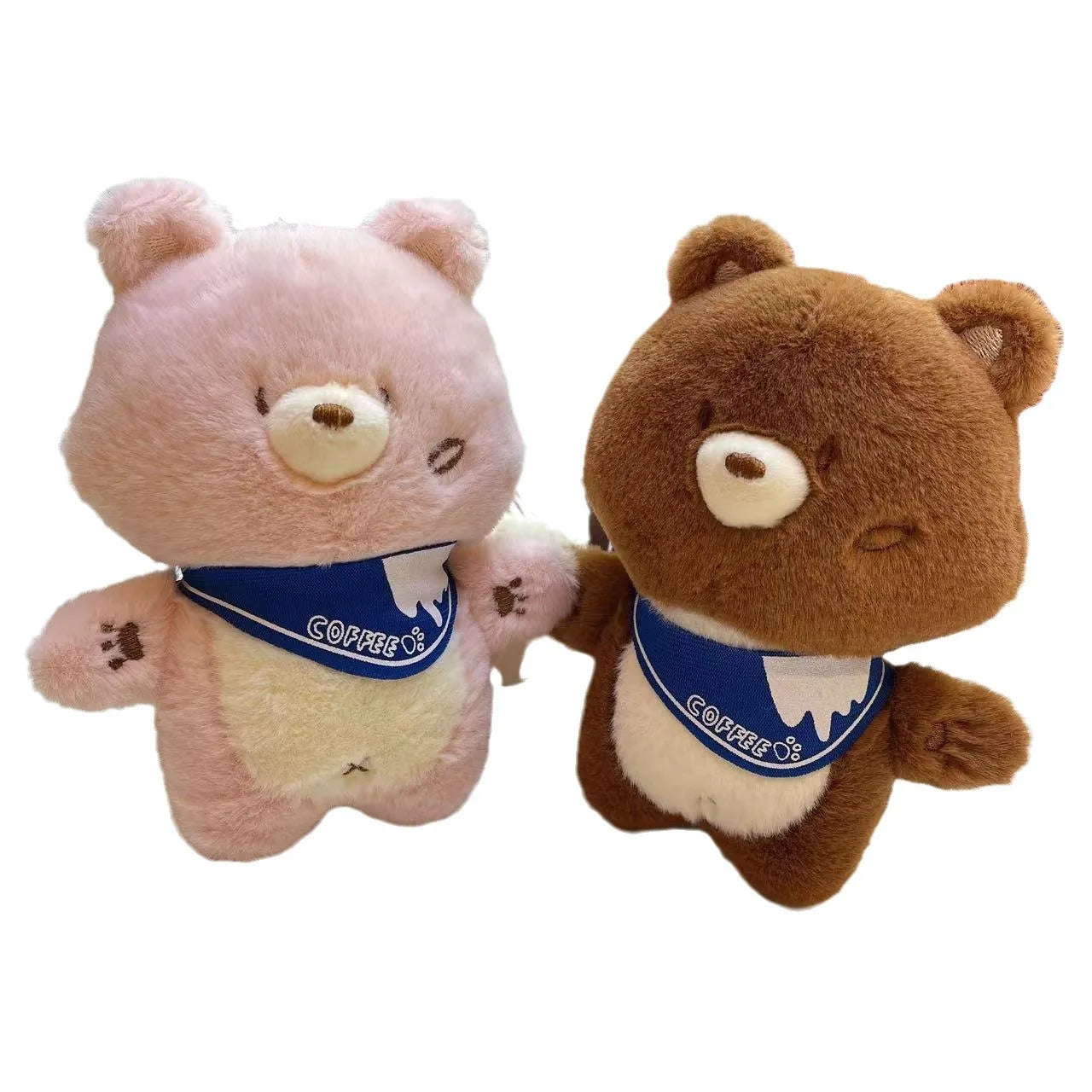 Small Creative Soft Coffee Bear Cat Stuffed Plush Toy for Children Kids Cartoon Cat Key Chain Decorative Backpack Birthday Gift