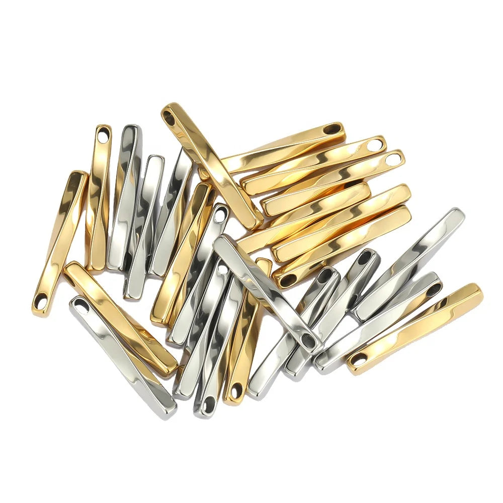 5pcs Fashion Stainless Steel Twist Square Rod Charm Pendants for Necklace Materials DIY Jewelry Making Wholesale