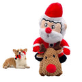 Durable Plush Christmas Stuffed Santa Claus Ride Deer Squeaky Pet Chew Toy for Small Medium Large Dogs